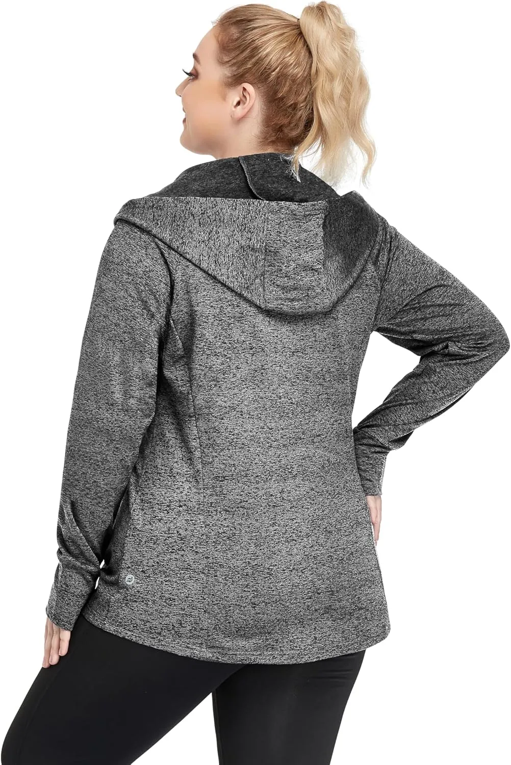 FOREYOND Women Plus Size Fleece Jackets Full Zip Up Hoodies Lightweight Workout Clothing for Running Yoga Gym