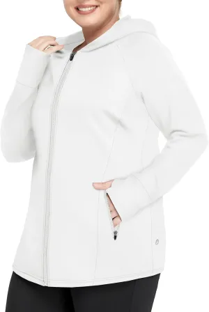 FOREYOND Women Plus Size Fleece Jackets Full Zip Up Hoodies Lightweight Workout Clothing for Running Yoga Gym