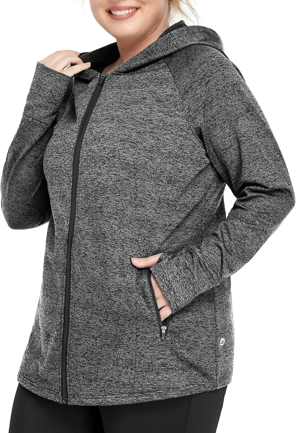FOREYOND Women Plus Size Fleece Jackets Full Zip Up Hoodies Lightweight Workout Clothing for Running Yoga Gym
