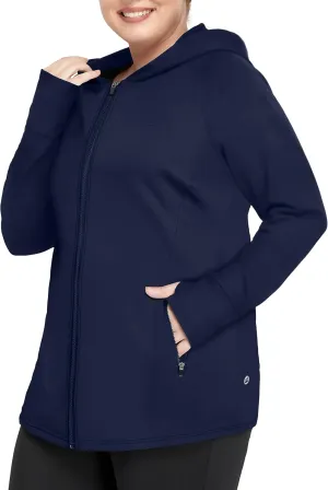 FOREYOND Women Plus Size Fleece Jackets Full Zip Up Hoodies Lightweight Workout Clothing for Running Yoga Gym