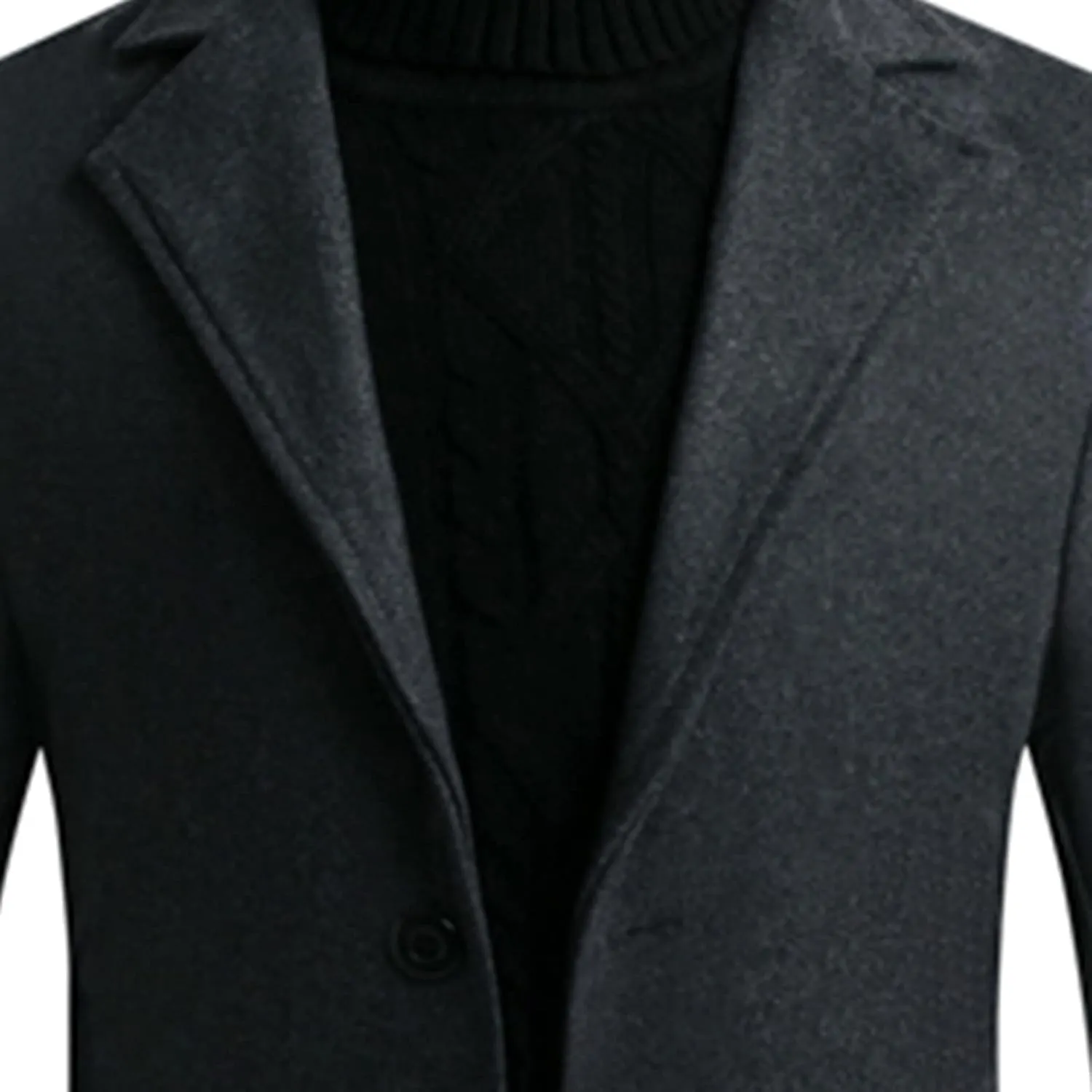 French Woolen Coat For Men's,Mens Business Solid Down Jacket Trench Topcoat Breasted Slim Fit Lapel Winter Overcoat