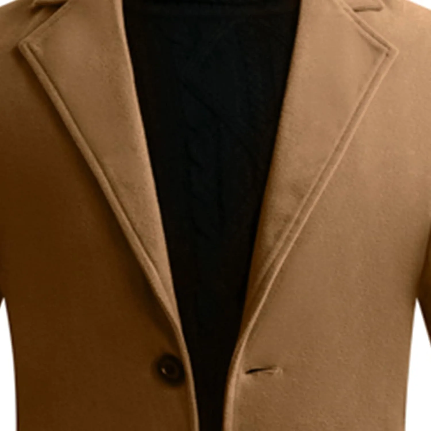 French Woolen Coat For Men's,Mens Business Solid Down Jacket Trench Topcoat Breasted Slim Fit Lapel Winter Overcoat