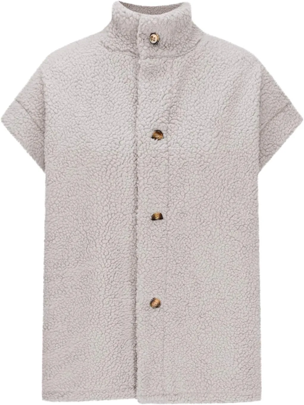 Fuzzy Fleece Vest for Women Casual Plus Size Button Down Sleeveless Jackets Loose Winter Warm Sherpa Vests Coat with Pockets