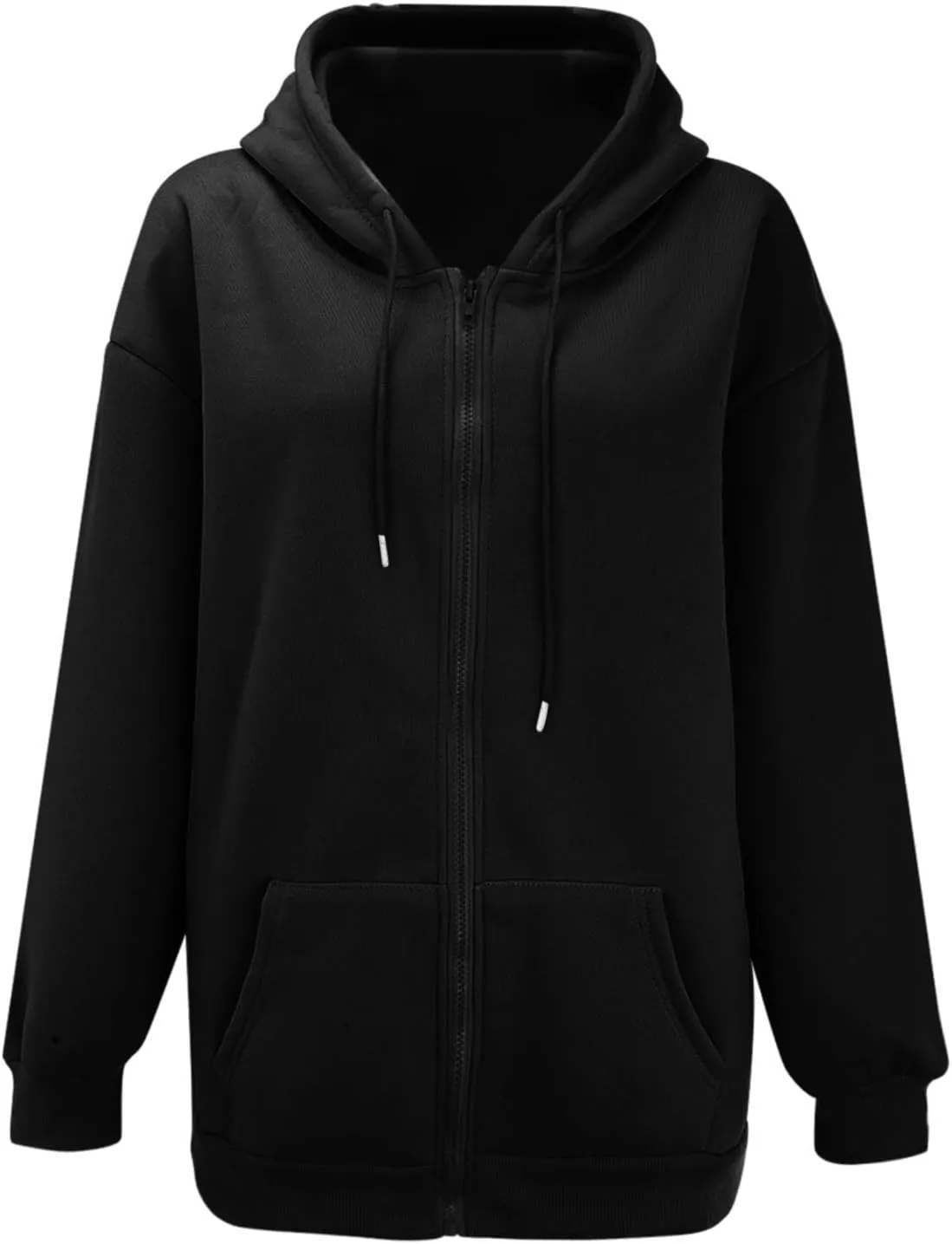 fuzzy jackets for women Women's Fall Jacket Oversized Pocket Sweatshirt Casual Drawstring Clothing Zipper