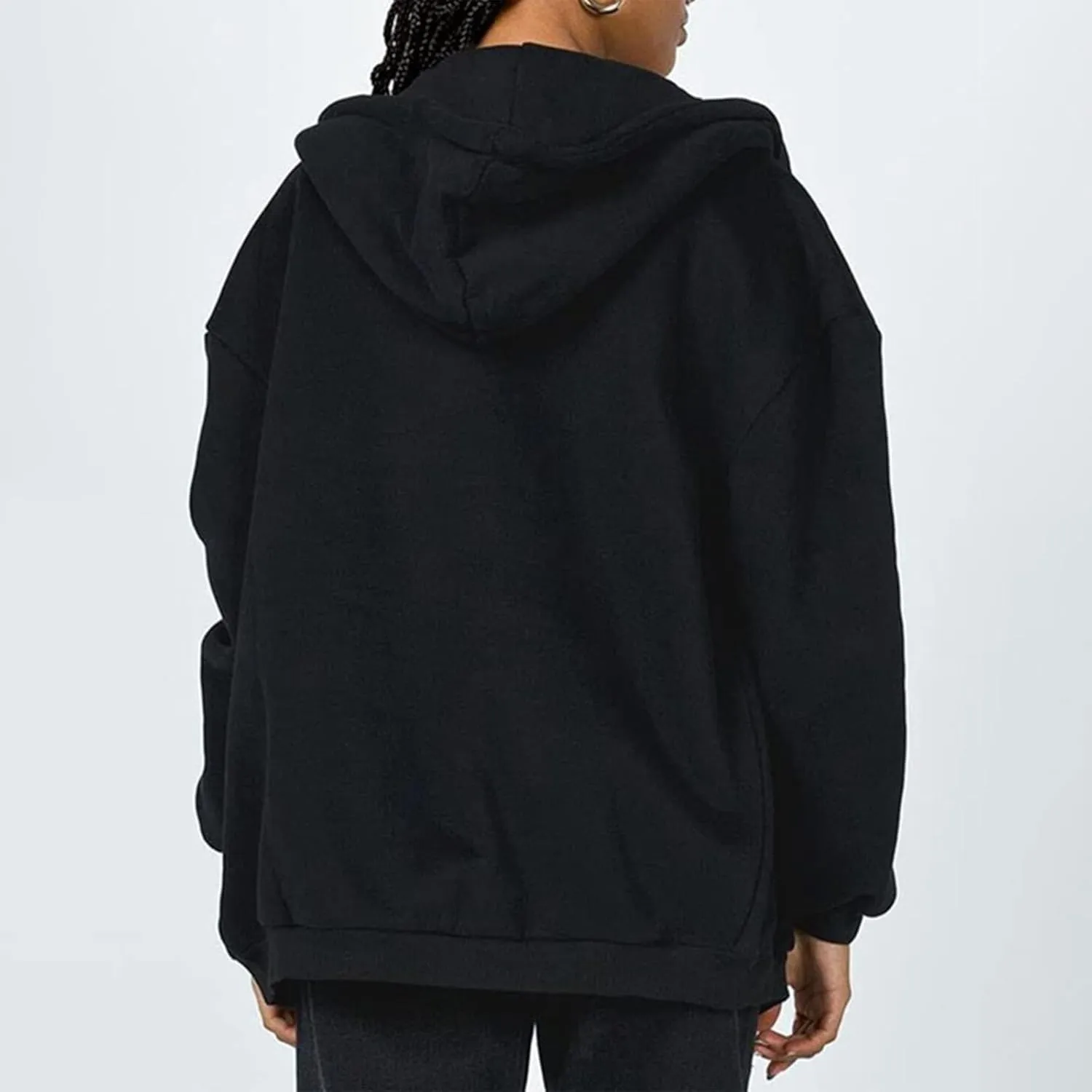 fuzzy jackets for women Women's Fall Jacket Oversized Pocket Sweatshirt Casual Drawstring Clothing Zipper