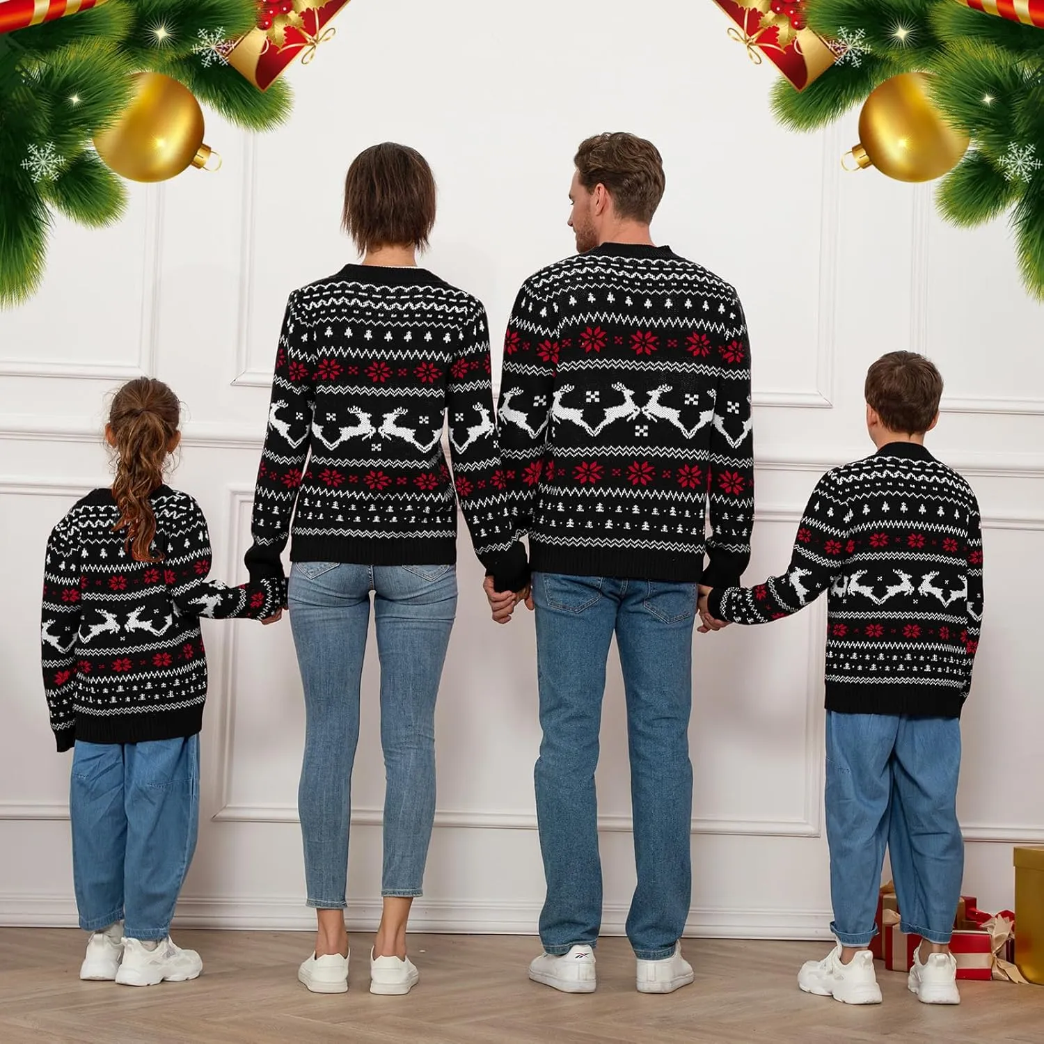 Geyoga Matching Family Ugly Christmas Cardigan Sweater Reindeer Holiday Sweater