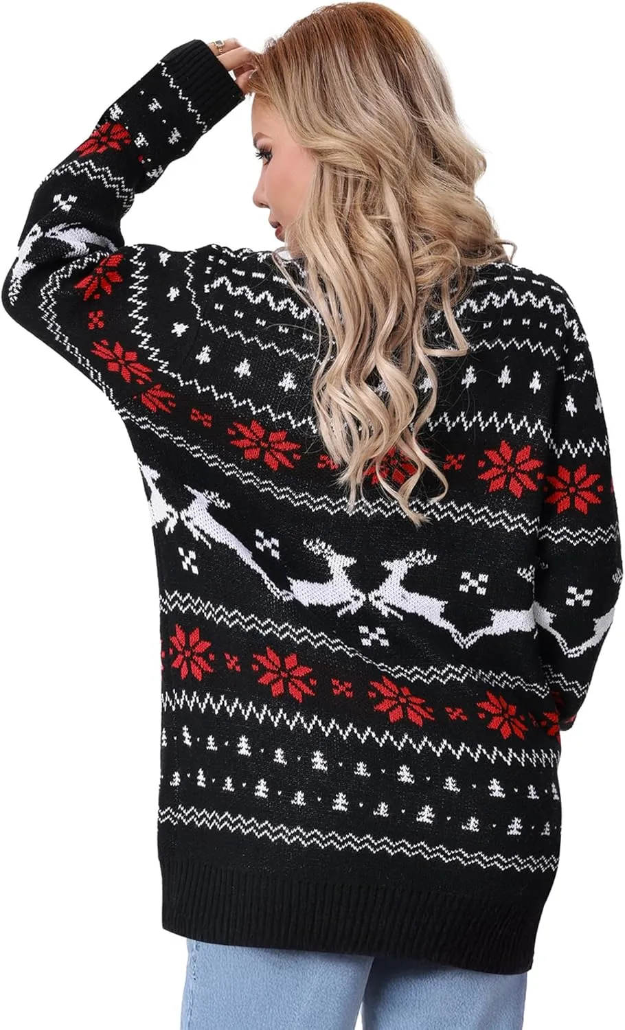 Geyoga Matching Family Ugly Christmas Cardigan Sweater Reindeer Holiday Sweater