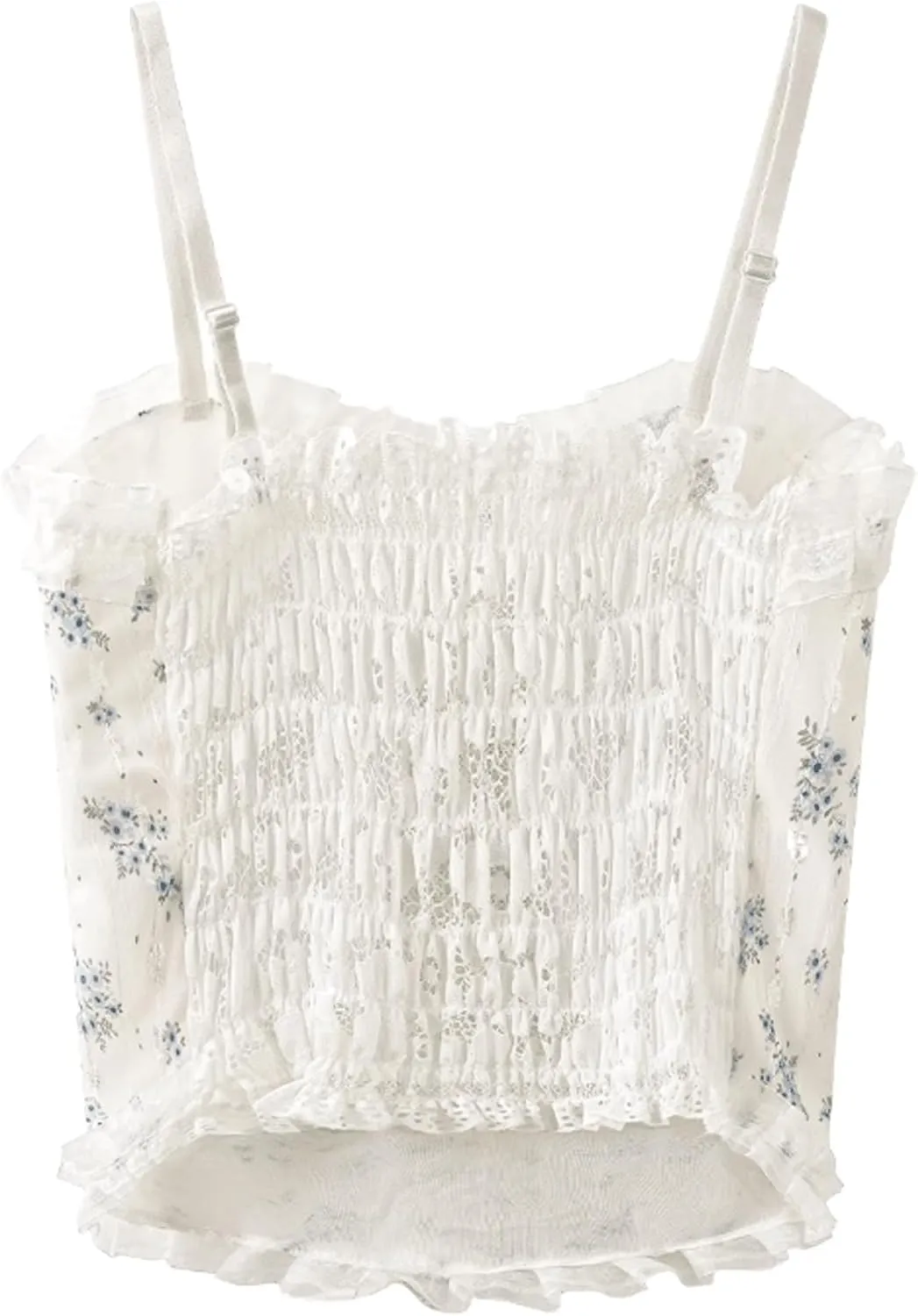Girls Lace Floral Cami Crop Top Spaghetti Strap Slim Fitted Casual Bralette Camisole Top