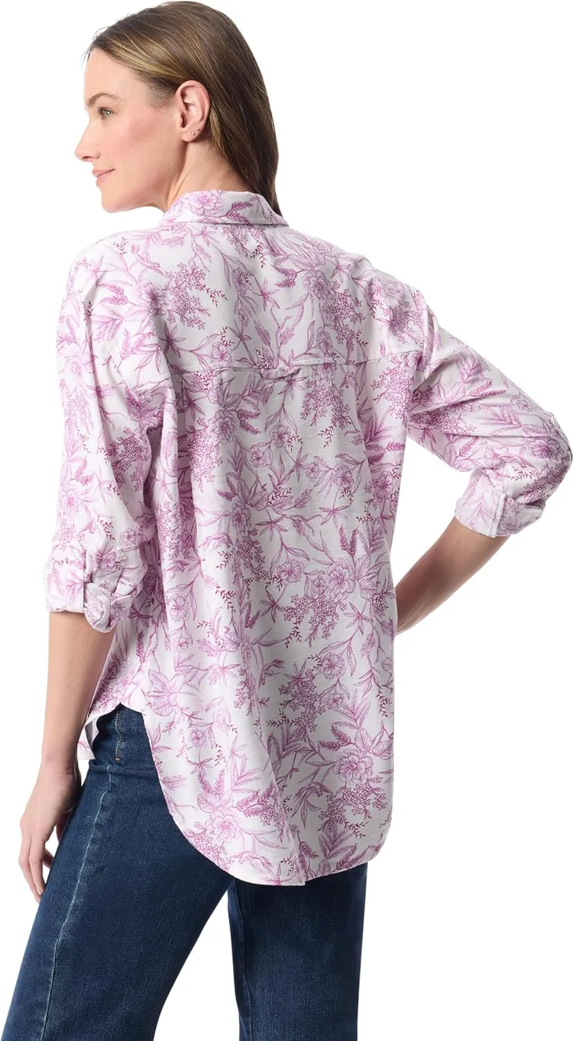Gloria Vanderbilt Women's Amanda Oversized Button Down Shirt with Roll-tab Sleeves Standard