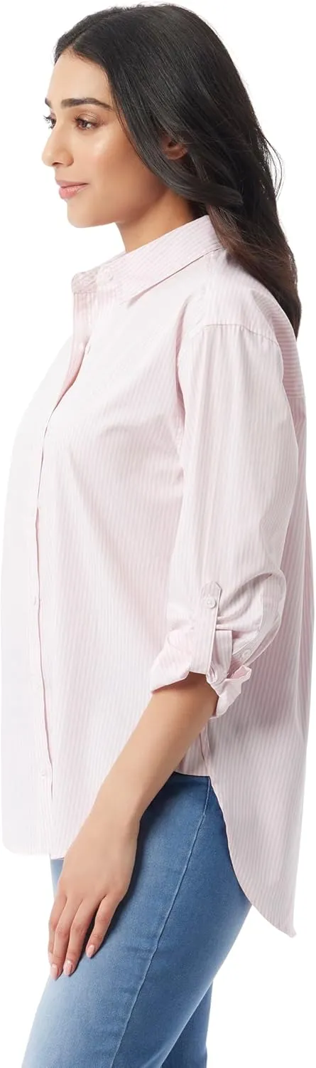 Gloria Vanderbilt Women's Amanda Oversized Button Down Shirt with Roll-tab Sleeves Standard