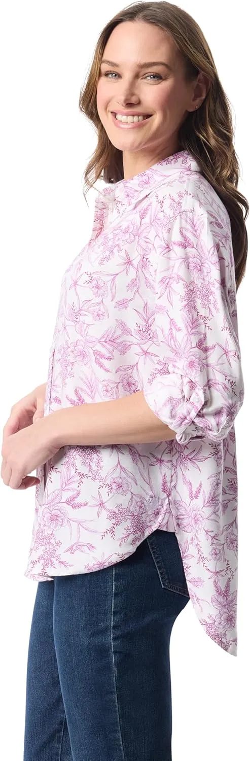 Gloria Vanderbilt Women's Amanda Oversized Button Down Shirt with Roll-tab Sleeves Standard