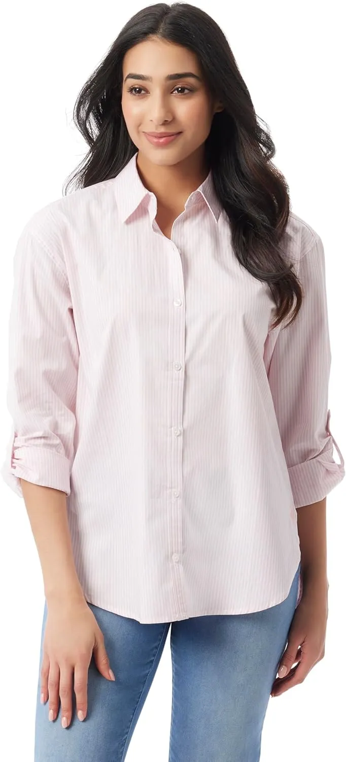 Gloria Vanderbilt Women's Amanda Oversized Button Down Shirt with Roll-tab Sleeves Standard