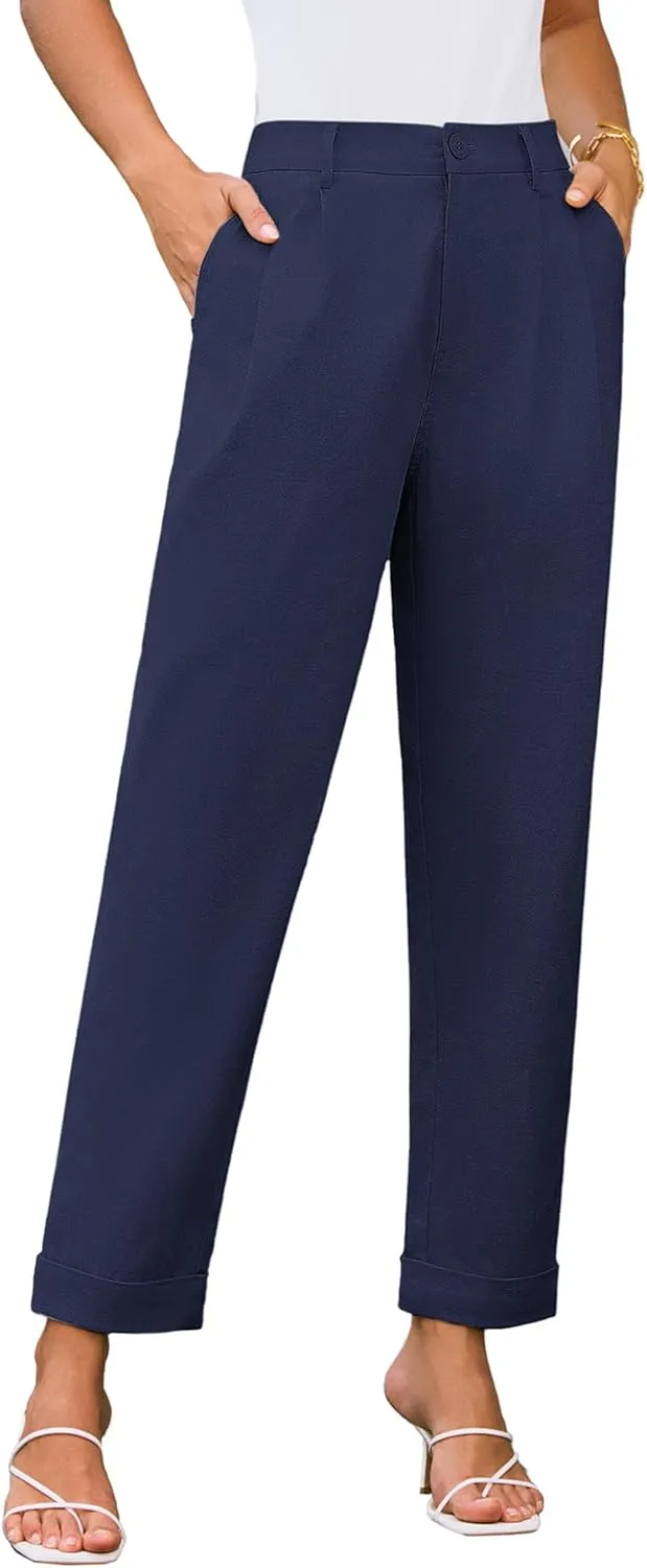 GRACE KARIN Women High Waisted Business Casual Pants Dressy Cuffed Work Office Trouser Slacks with Pockets