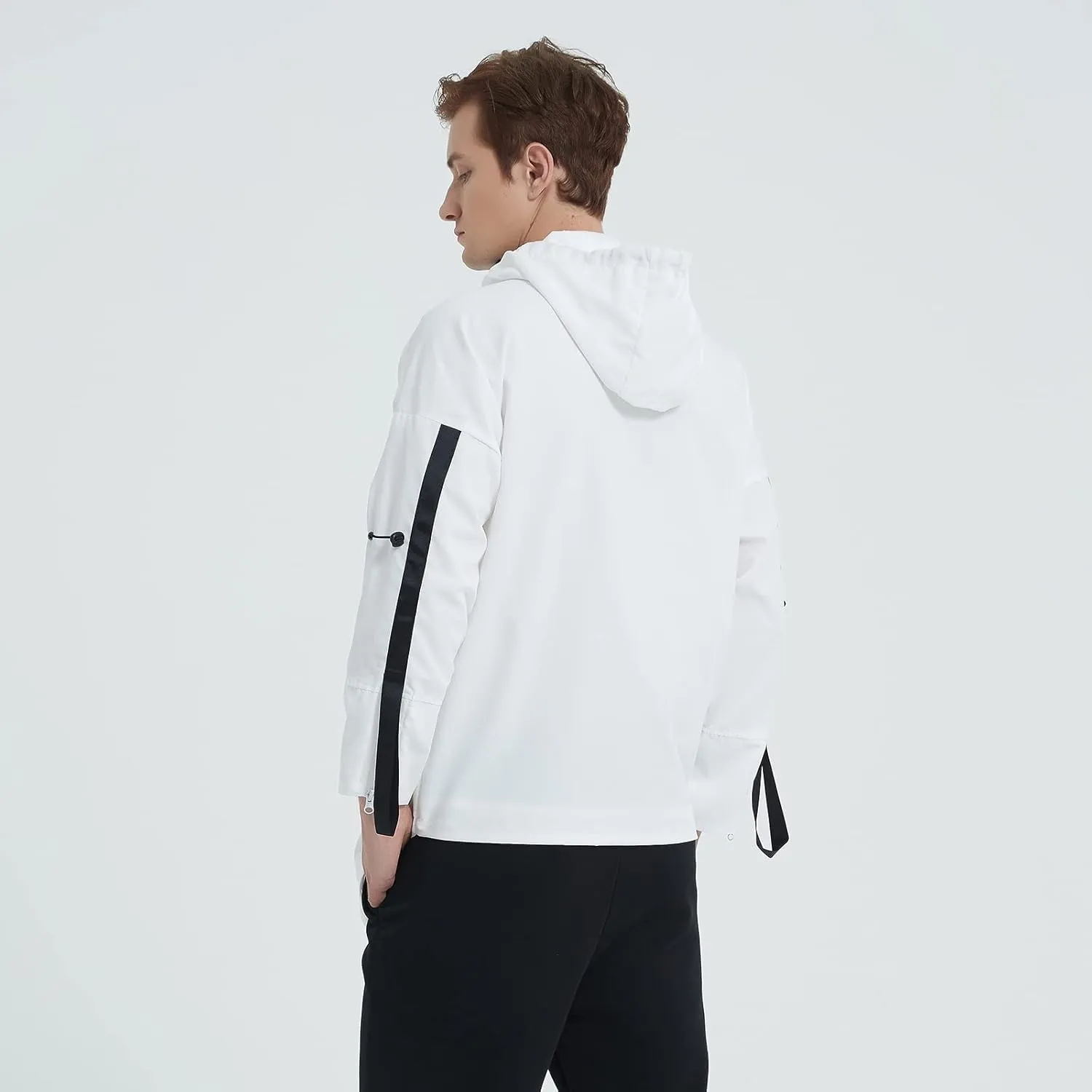 GURUNVANI Mens Hooded Windbreaker Jacket Zip Up Patchwork Hoodie Anorak