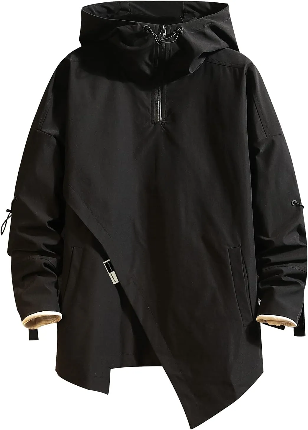 GURUNVANI Mens Hooded Windbreaker Jacket Zip Up Patchwork Hoodie Anorak