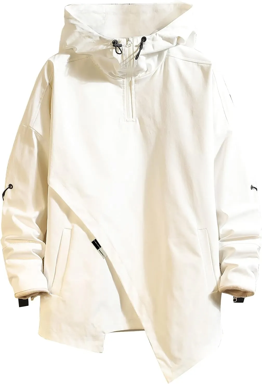GURUNVANI Mens Hooded Windbreaker Jacket Zip Up Patchwork Hoodie Anorak