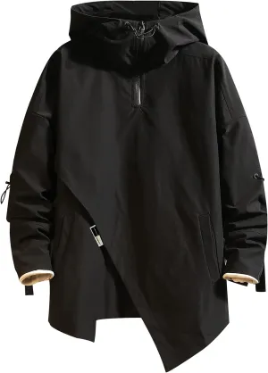 GURUNVANI Mens Hooded Windbreaker Jacket Zip Up Patchwork Hoodie Anorak