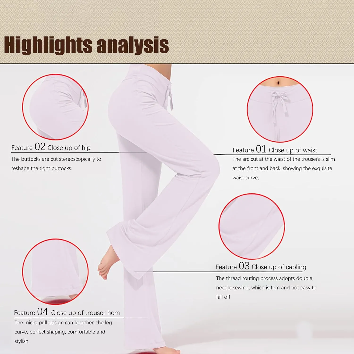 High Waisted Yoga Pants for Women Long Bootleg Flare Pants Drawstring Waist Sweatpants Athletic Lounge Pants