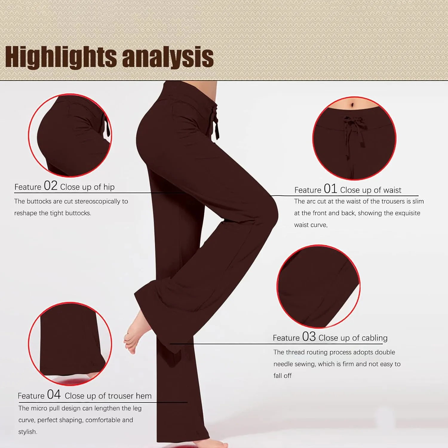 High Waisted Yoga Pants for Women Long Bootleg Flare Pants Drawstring Waist Sweatpants Athletic Lounge Pants