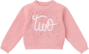 IDOPIP Toddler Baby Girls First Birthday Outfit Boho Embroidery One Sweater Top Knit Pullover Sweatshirt Fall Winter Clothes