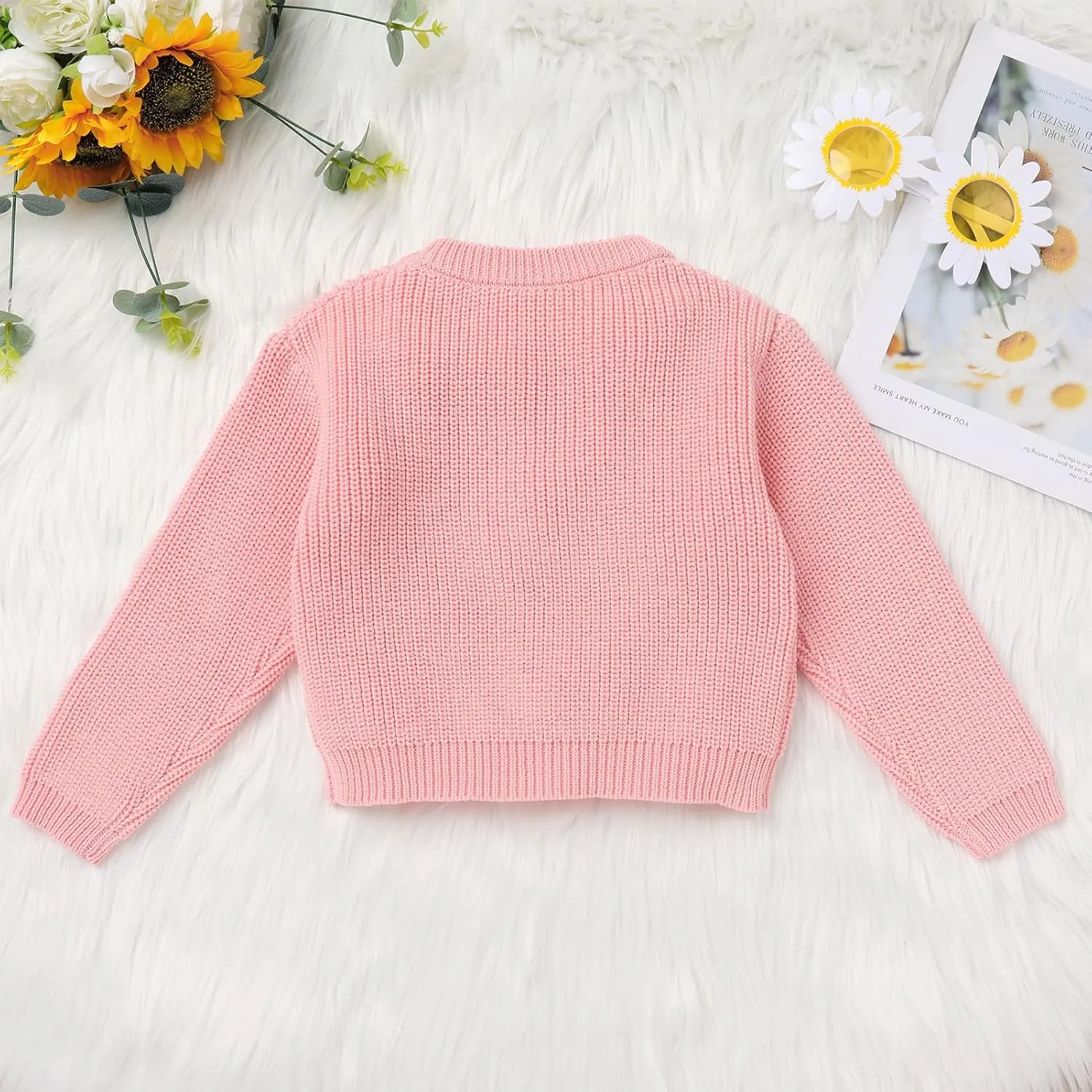 IDOPIP Toddler Baby Girls First Birthday Outfit Boho Embroidery One Sweater Top Knit Pullover Sweatshirt Fall Winter Clothes