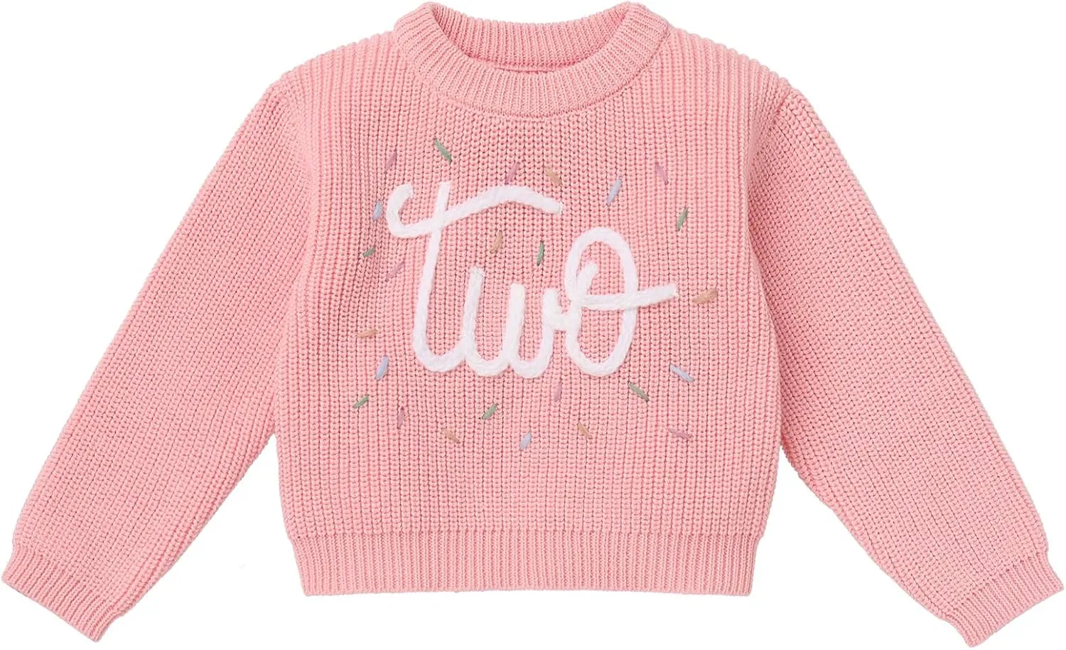IDOPIP Toddler Baby Girls First Birthday Outfit Boho Embroidery One Sweater Top Knit Pullover Sweatshirt Fall Winter Clothes