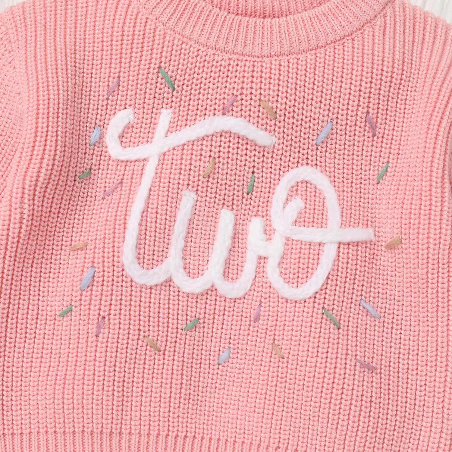 IDOPIP Toddler Baby Girls First Birthday Outfit Boho Embroidery One Sweater Top Knit Pullover Sweatshirt Fall Winter Clothes