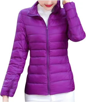 JEGULV Puffer Jacket Womens 2025 Winter Warm Lightweight Down Coats Lightweight Slim Fit Zip Up Jacket Short Duck Down Coats