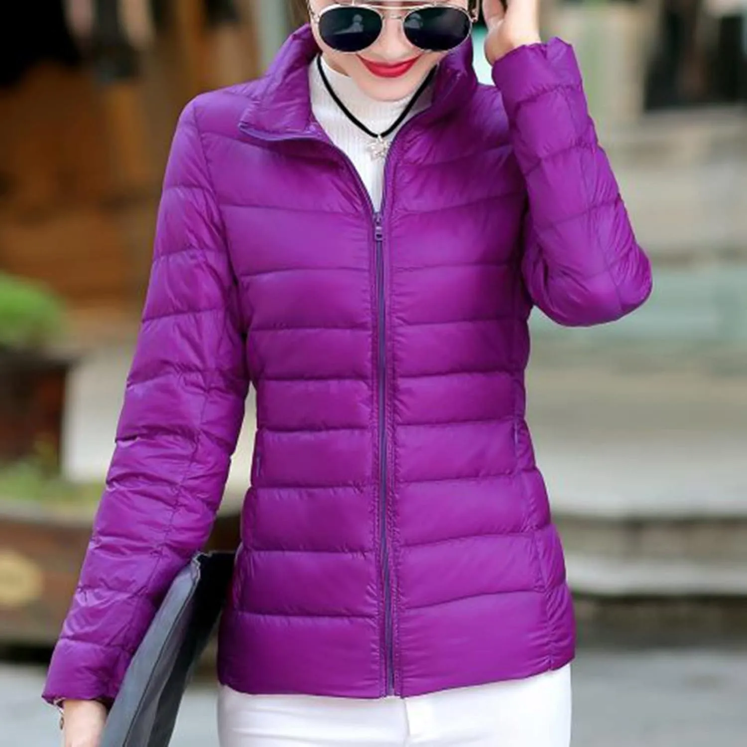 JEGULV Puffer Jacket Womens 2025 Winter Warm Lightweight Down Coats Lightweight Slim Fit Zip Up Jacket Short Duck Down Coats