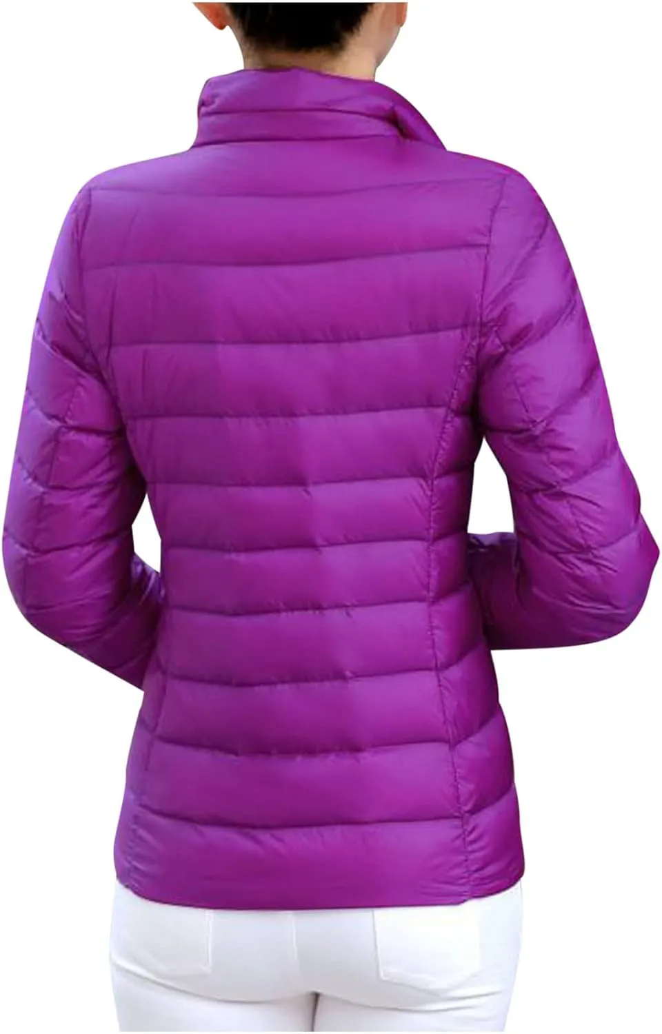 JEGULV Puffer Jacket Womens 2025 Winter Warm Lightweight Down Coats Lightweight Slim Fit Zip Up Jacket Short Duck Down Coats