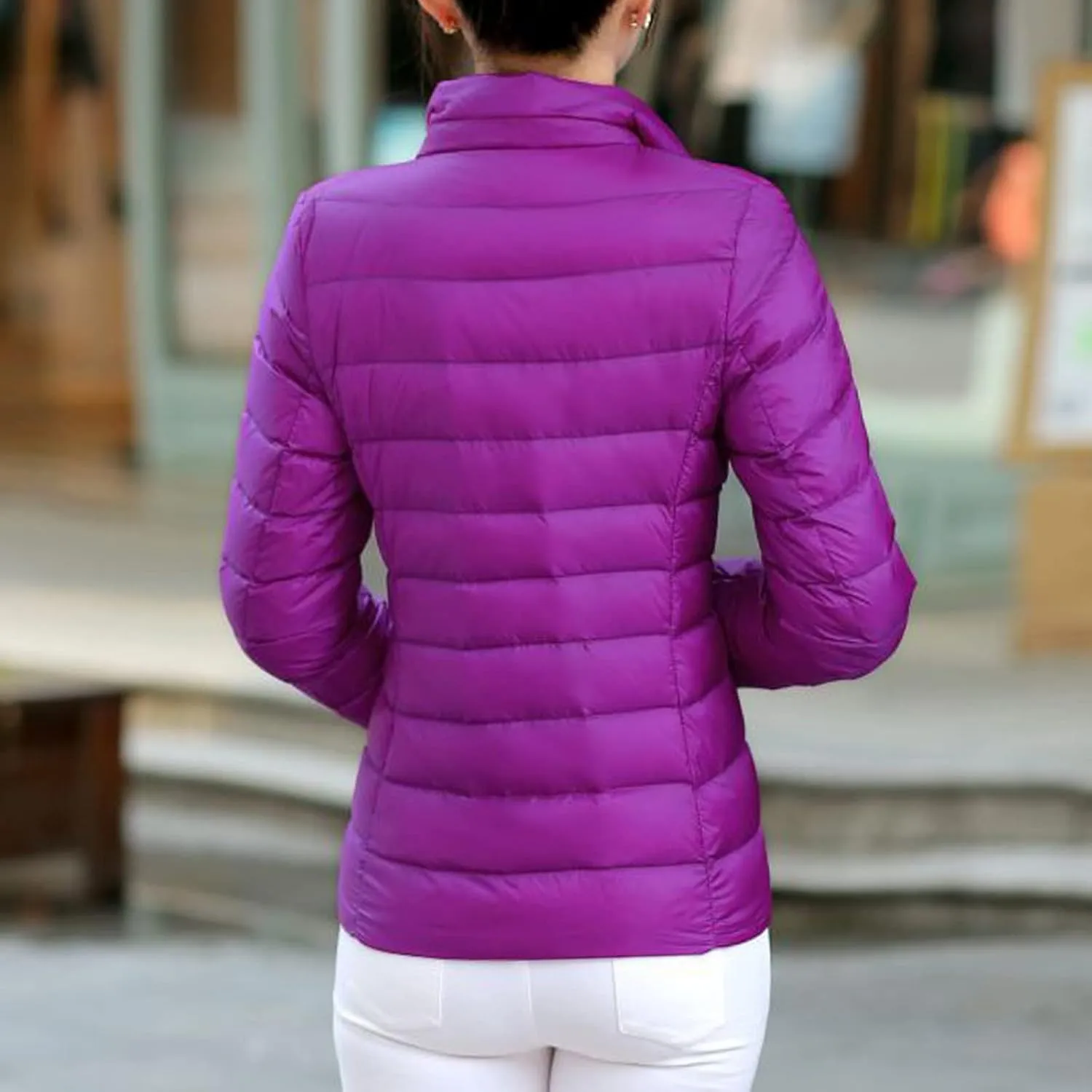 JEGULV Puffer Jacket Womens 2025 Winter Warm Lightweight Down Coats Lightweight Slim Fit Zip Up Jacket Short Duck Down Coats
