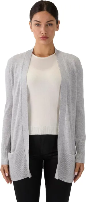 JENNIE LIU Womens 100% Cashmere Open Cardigan Sweater | Long Cardigan Sweaters for Women