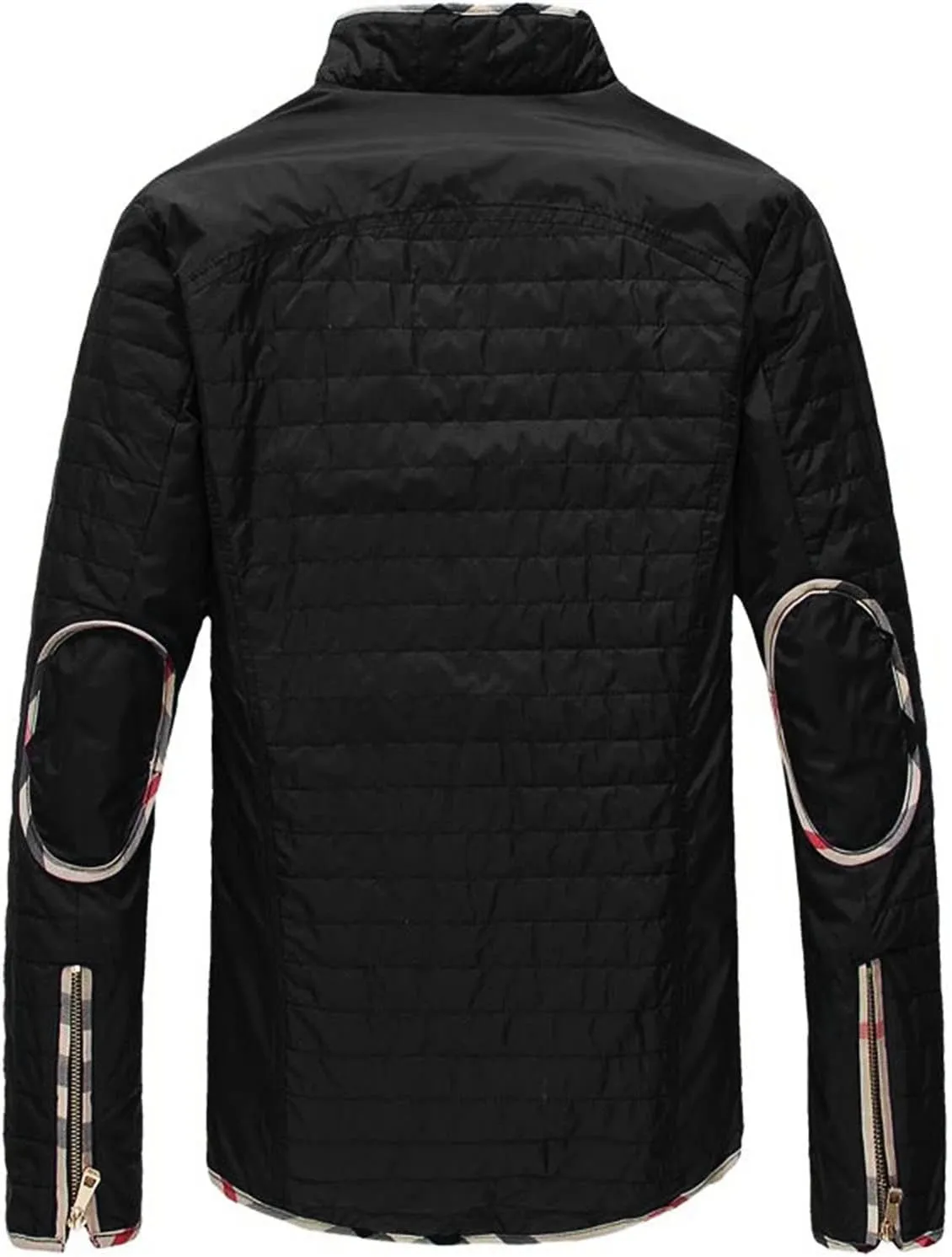 JEsilunmaMY Men's Quilted Cotton Jacket Full Zip Stand Collar Flight Bomber Outwear Lightweight Casual Thin Padded Coats