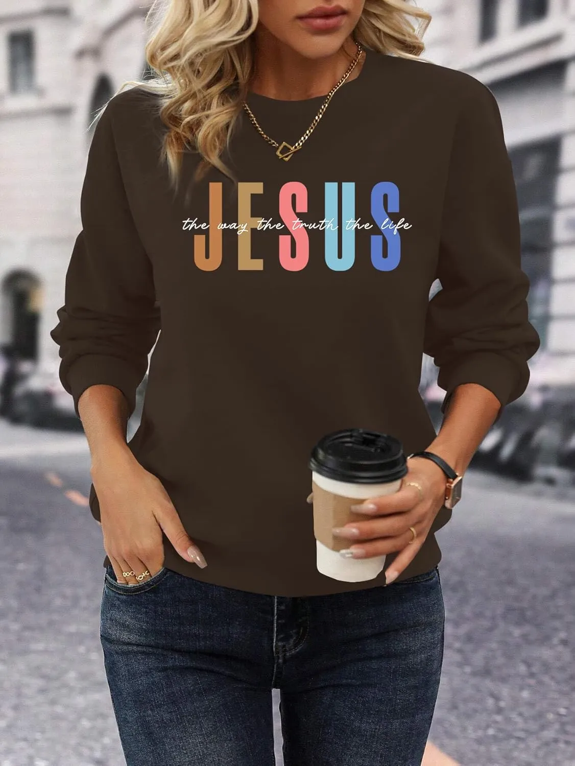 Jesus Sweatshirt Women Christian Sweatshirts Jesus Faith Sweater Bible Verse Top Religious Gift Pullover Top