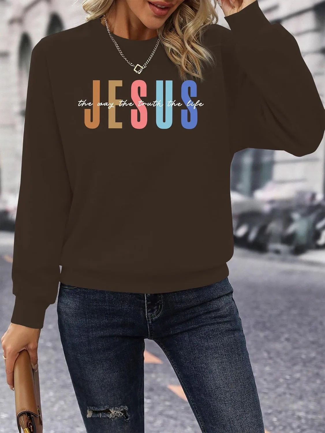 Jesus Sweatshirt Women Christian Sweatshirts Jesus Faith Sweater Bible Verse Top Religious Gift Pullover Top