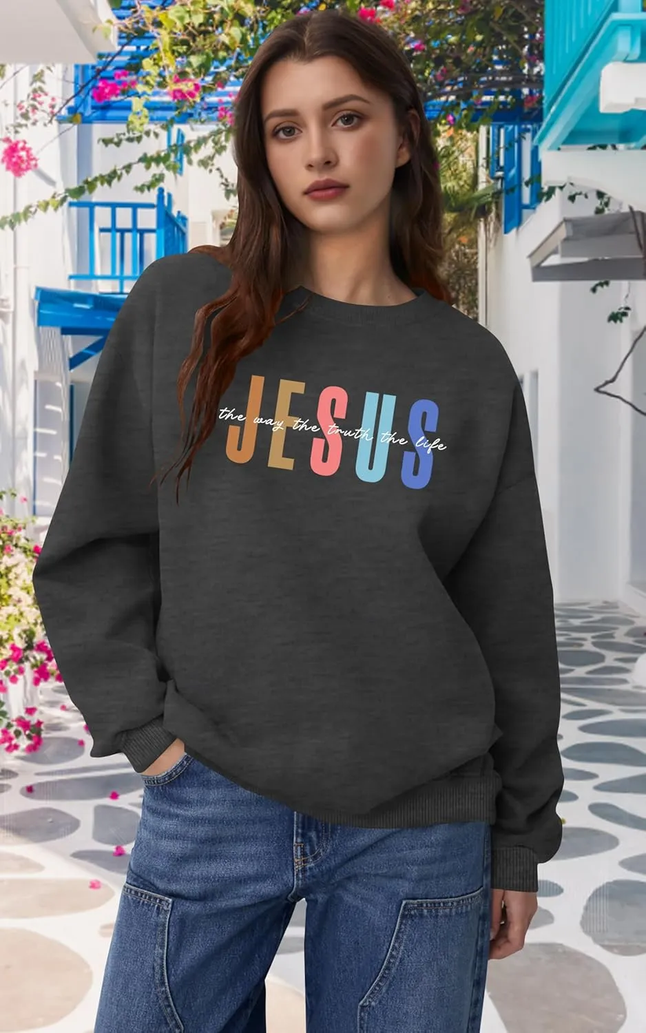 Jesus Sweatshirt Women Christian Sweatshirts Jesus Faith Sweater Bible Verse Top Religious Gift Pullover Top