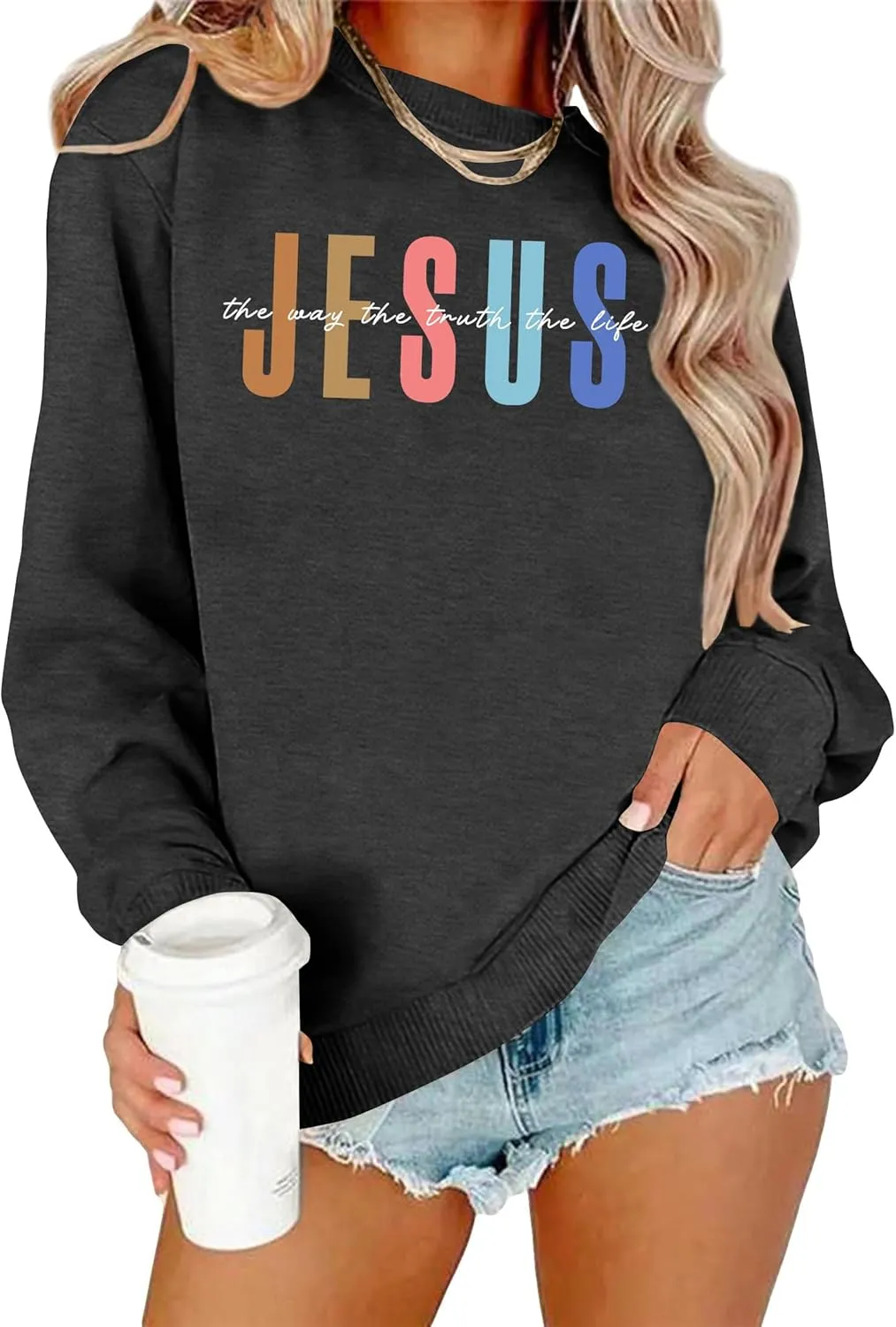 Jesus Sweatshirt Women Christian Sweatshirts Jesus Faith Sweater Bible Verse Top Religious Gift Pullover Top