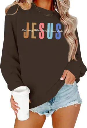 Jesus Sweatshirt Women Christian Sweatshirts Jesus Faith Sweater Bible Verse Top Religious Gift Pullover Top