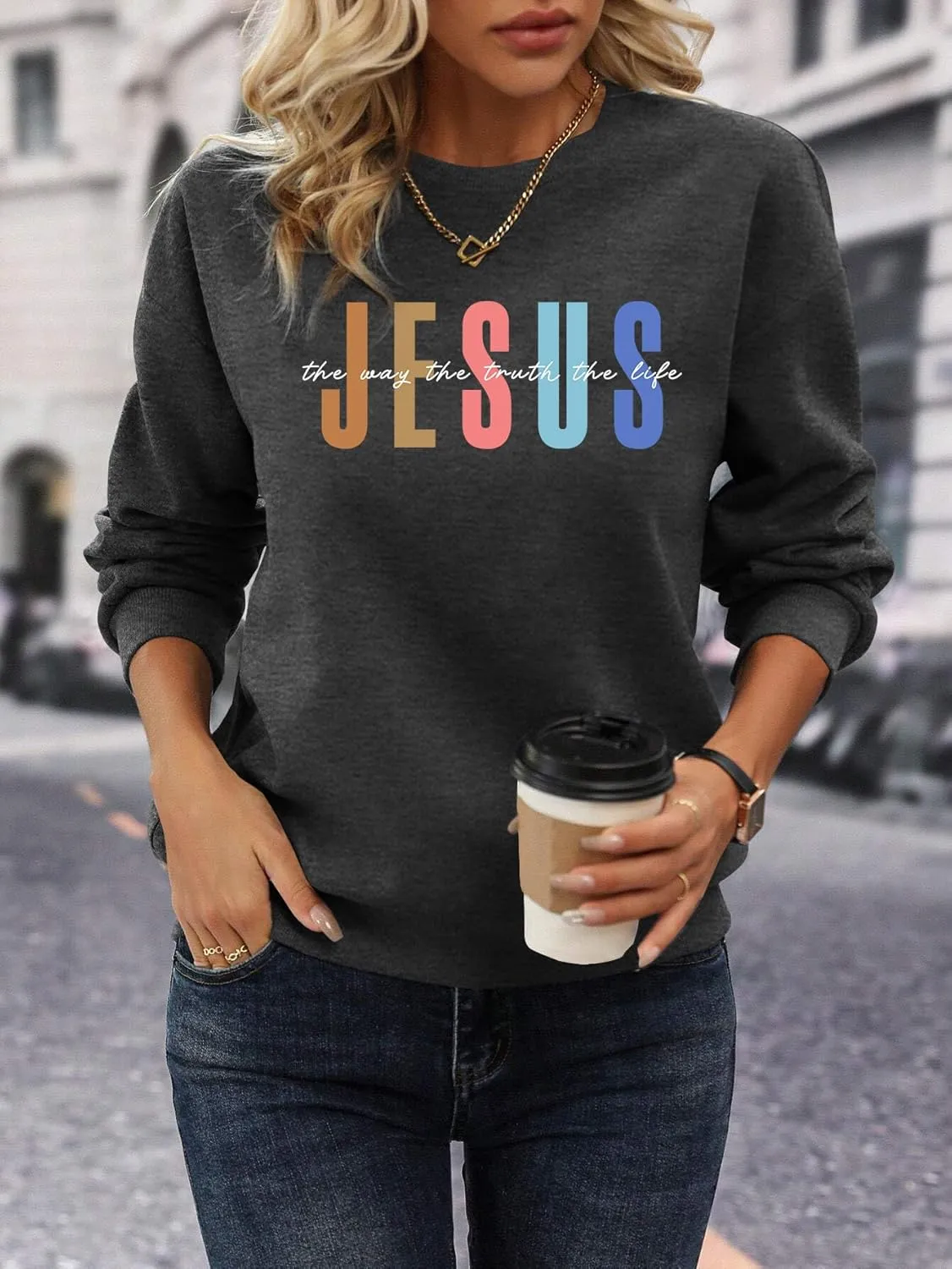 Jesus Sweatshirt Women Christian Sweatshirts Jesus Faith Sweater Bible Verse Top Religious Gift Pullover Top