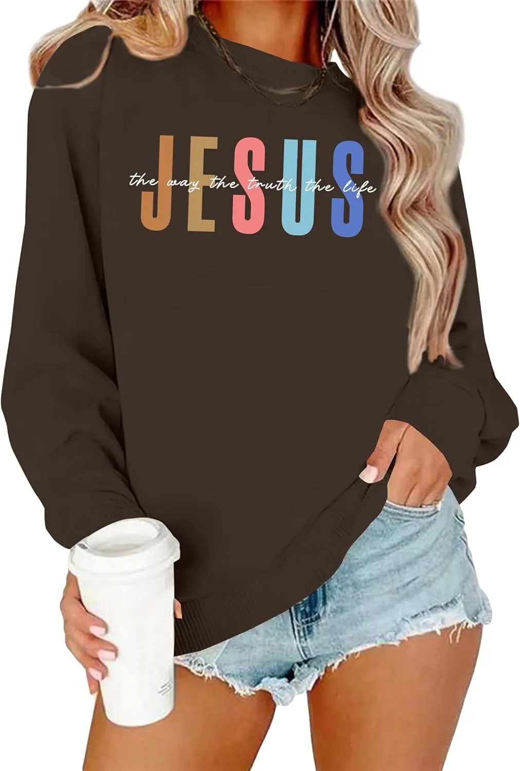 Jesus Sweatshirt Women Christian Sweatshirts Jesus Faith Sweater Bible Verse Top Religious Gift Pullover Top