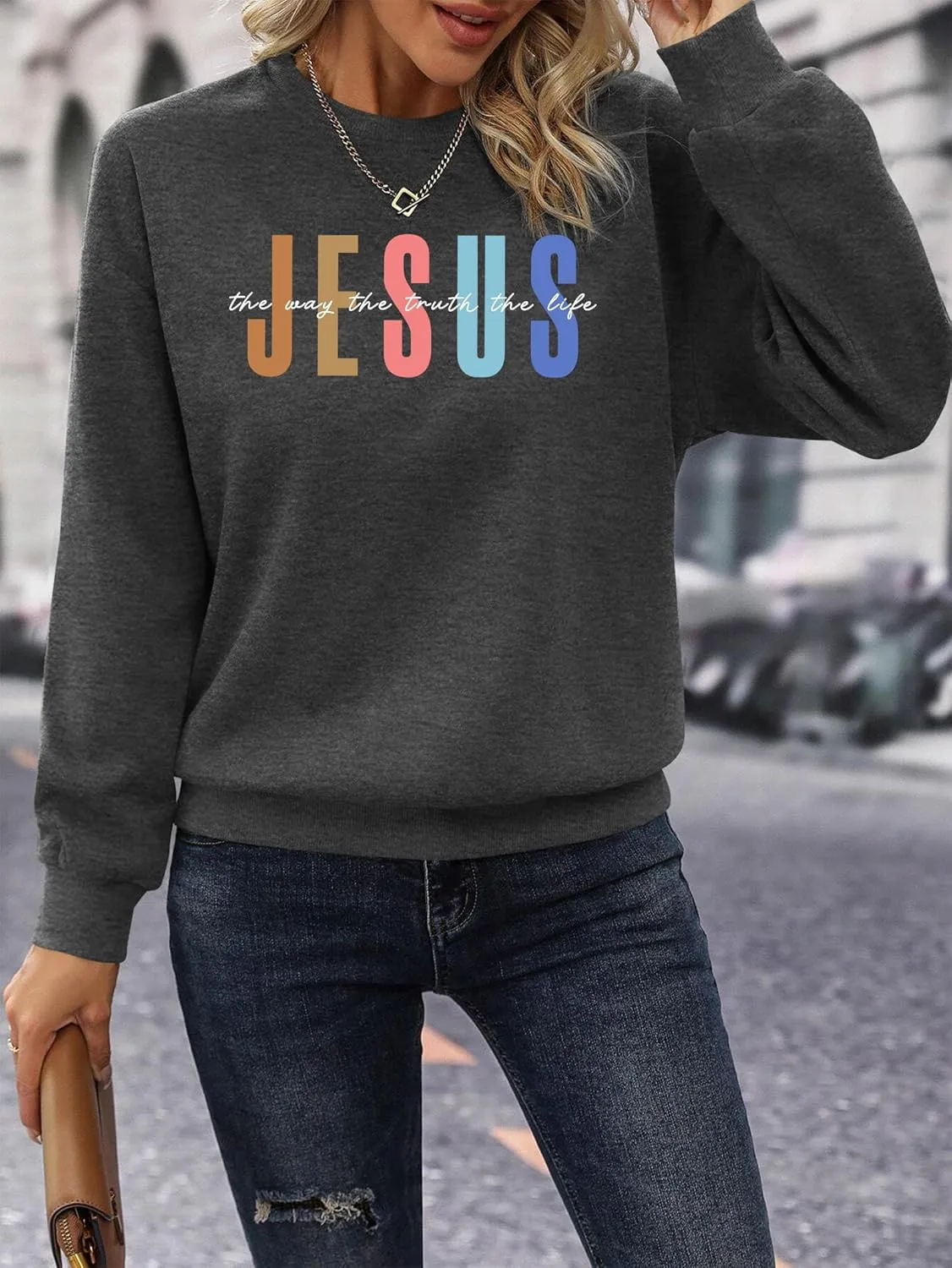Jesus Sweatshirt Women Christian Sweatshirts Jesus Faith Sweater Bible Verse Top Religious Gift Pullover Top