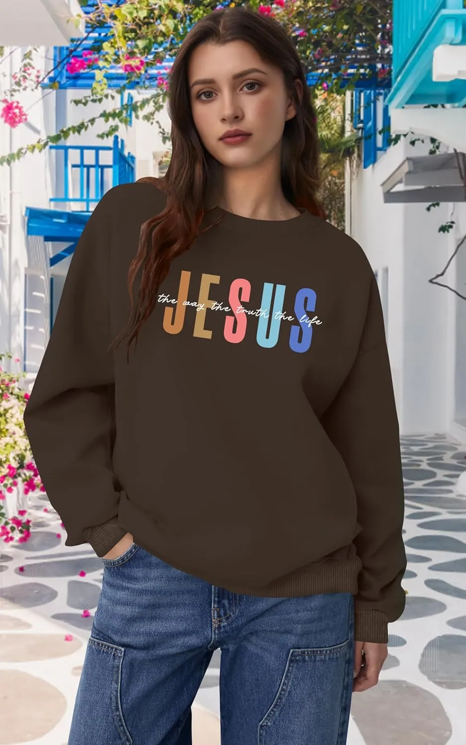 Jesus Sweatshirt Women Christian Sweatshirts Jesus Faith Sweater Bible Verse Top Religious Gift Pullover Top