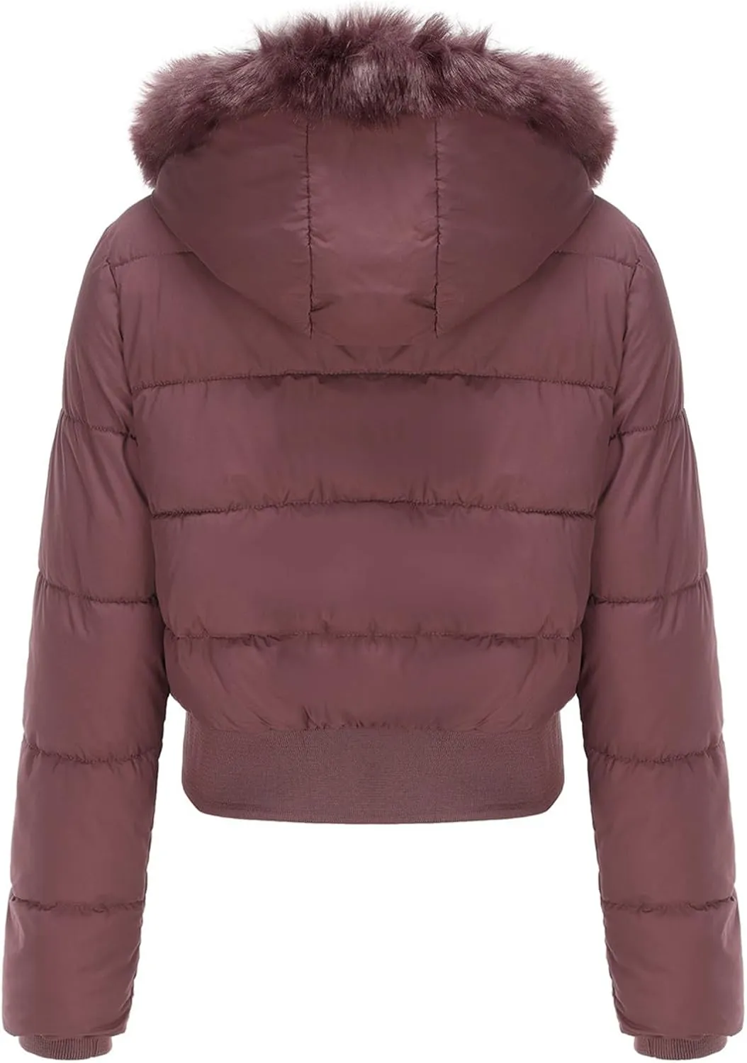 JOAU Women's Cotton Padded Puffer Jackets Zip Up Quilted Down Outwear Winter Warm Detachable Fur Hooded Pockets Short Coats