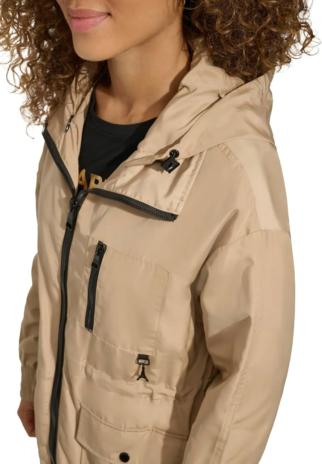 Karl Lagerfeld Paris Women's Soft Windbreaker Rain Wear Durable 3 Pocket Anorak