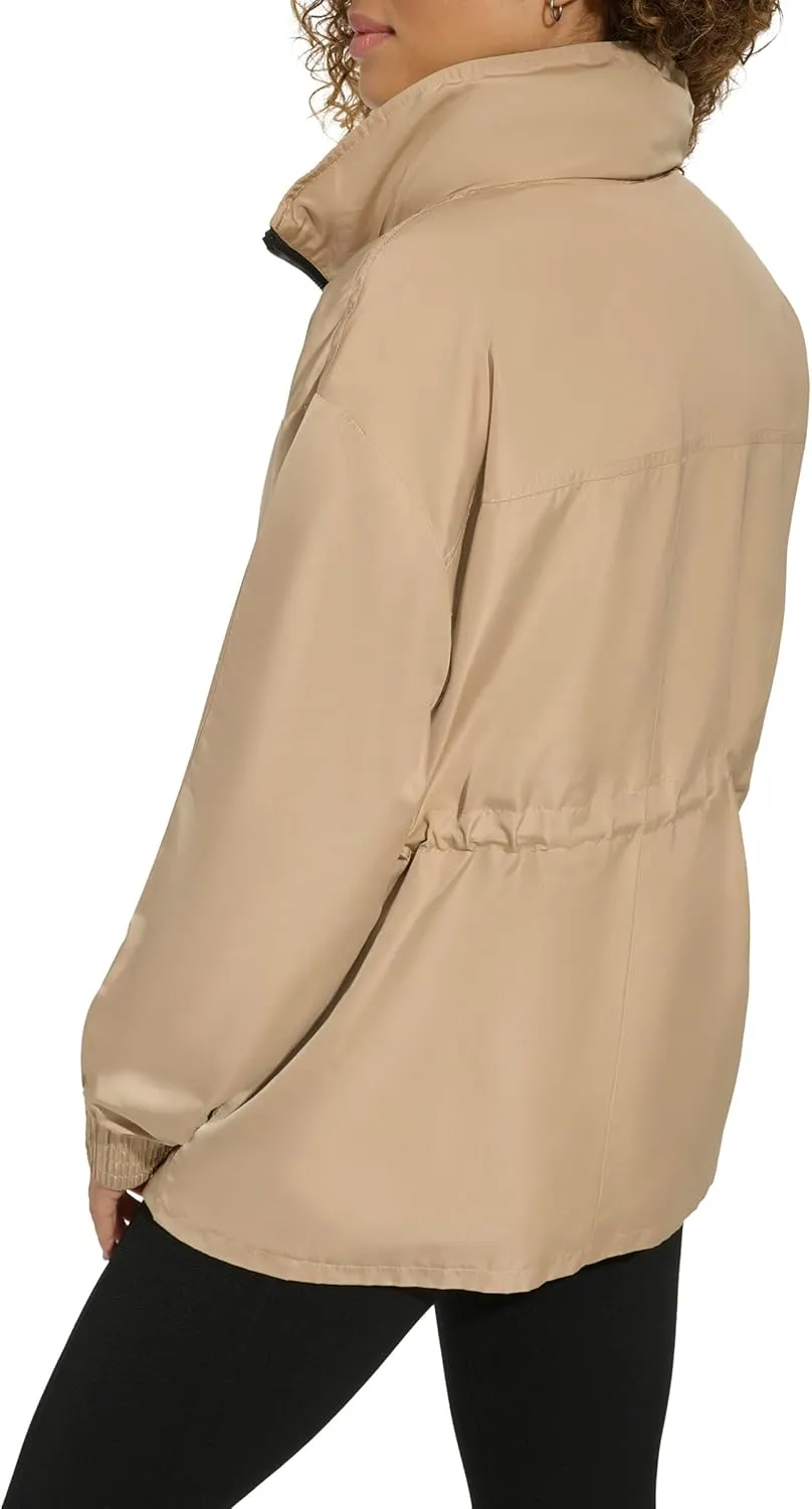 Karl Lagerfeld Paris Women's Soft Windbreaker Rain Wear Durable 3 Pocket Anorak