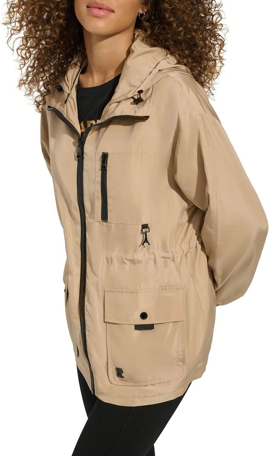 Karl Lagerfeld Paris Women's Soft Windbreaker Rain Wear Durable 3 Pocket Anorak