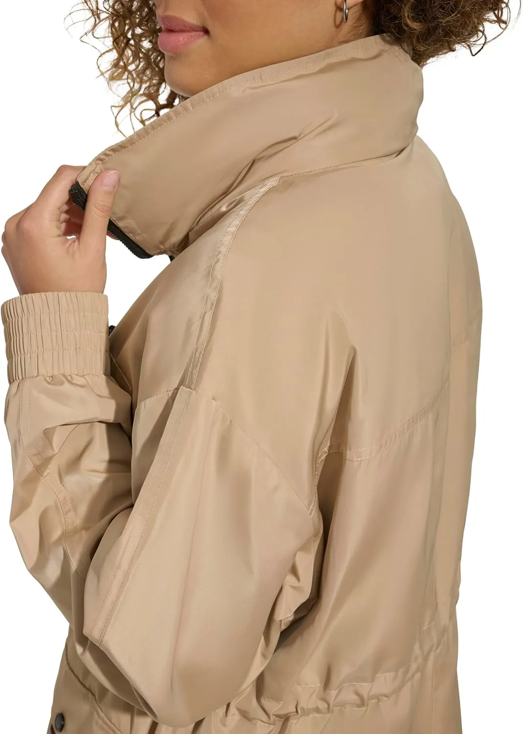 Karl Lagerfeld Paris Women's Soft Windbreaker Rain Wear Durable 3 Pocket Anorak