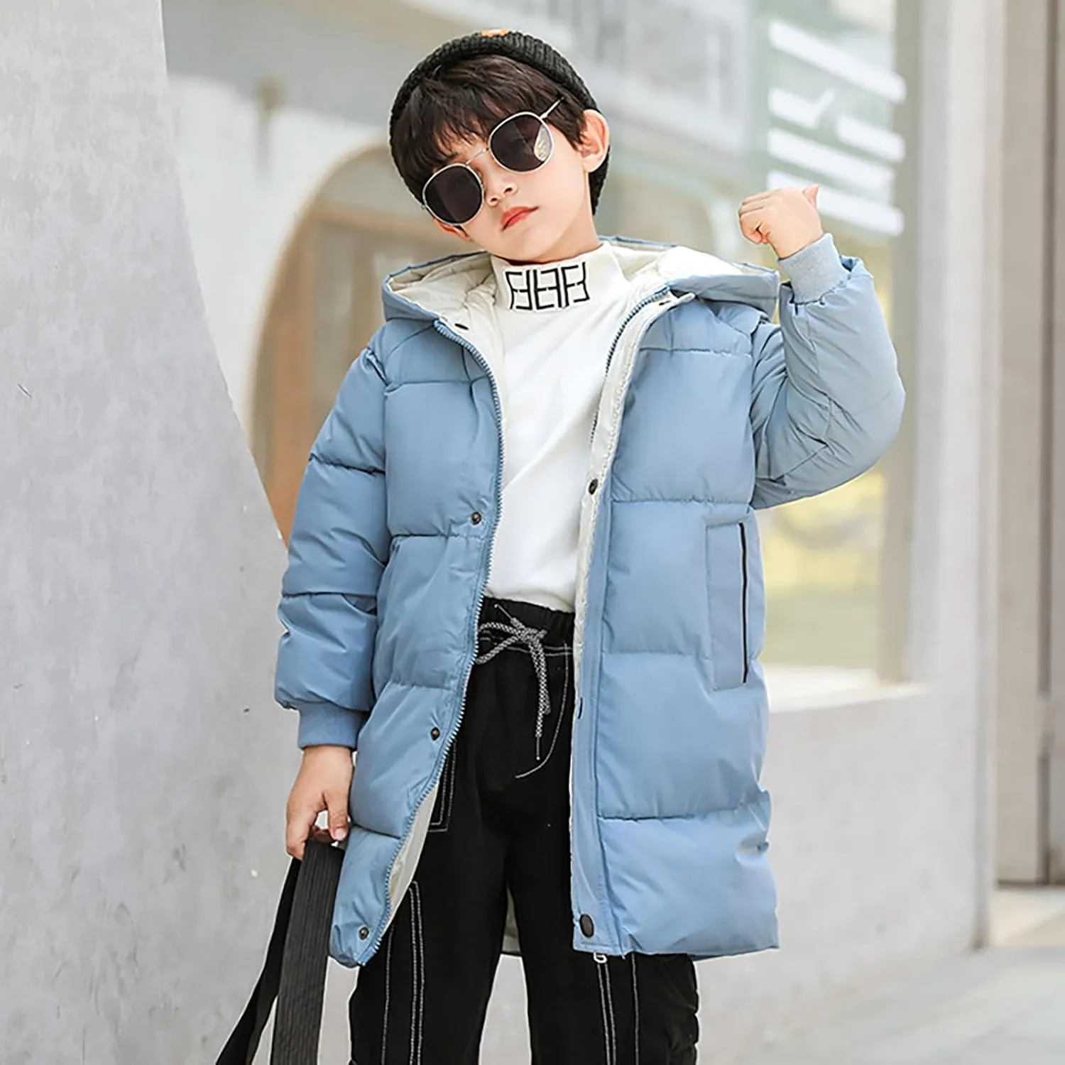 Kids Girls' Puffer Down Coat Winter Jacket Toddler Girls Long Cotton Padded Down Coat Overcoat for 3 to 9 Years
