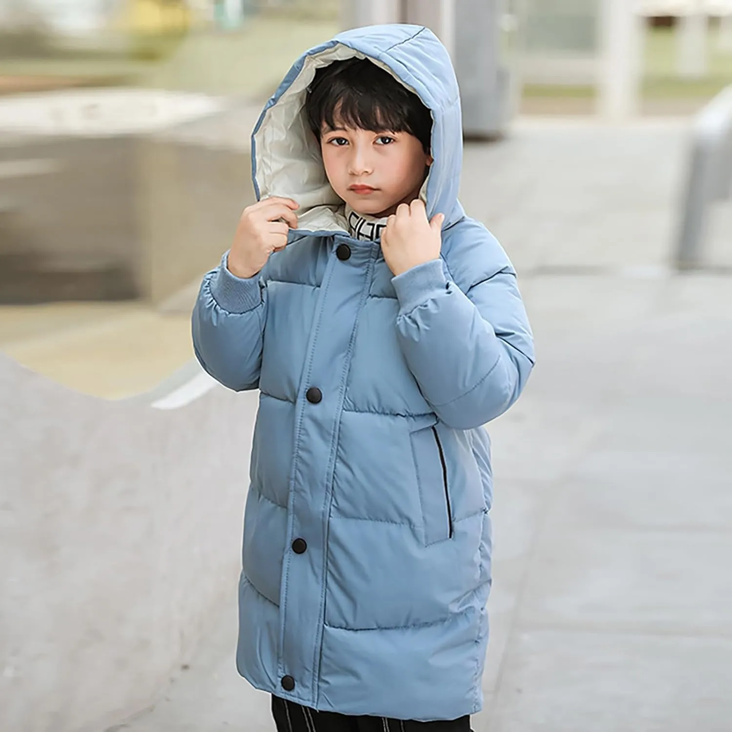 Kids Girls' Puffer Down Coat Winter Jacket Toddler Girls Long Cotton Padded Down Coat Overcoat for 3 to 9 Years