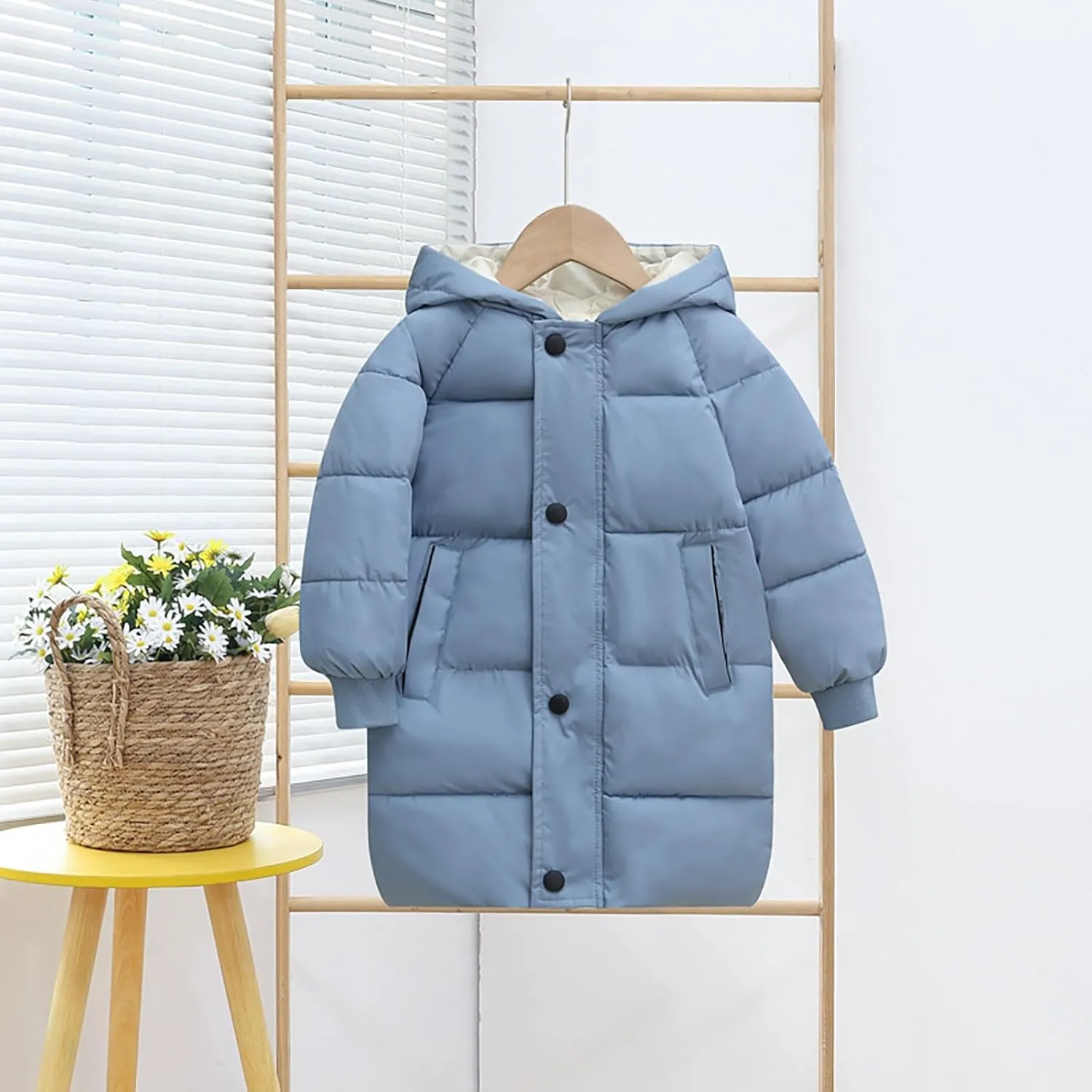 Kids Girls' Puffer Down Coat Winter Jacket Toddler Girls Long Cotton Padded Down Coat Overcoat for 3 to 9 Years